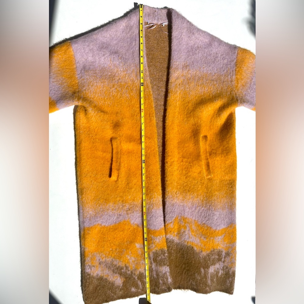 Zara Alpaca Wool blend Colorful Knit Wrap Coat, Long Cardigan, Lilac & Orange, M - Picture 14 of 16